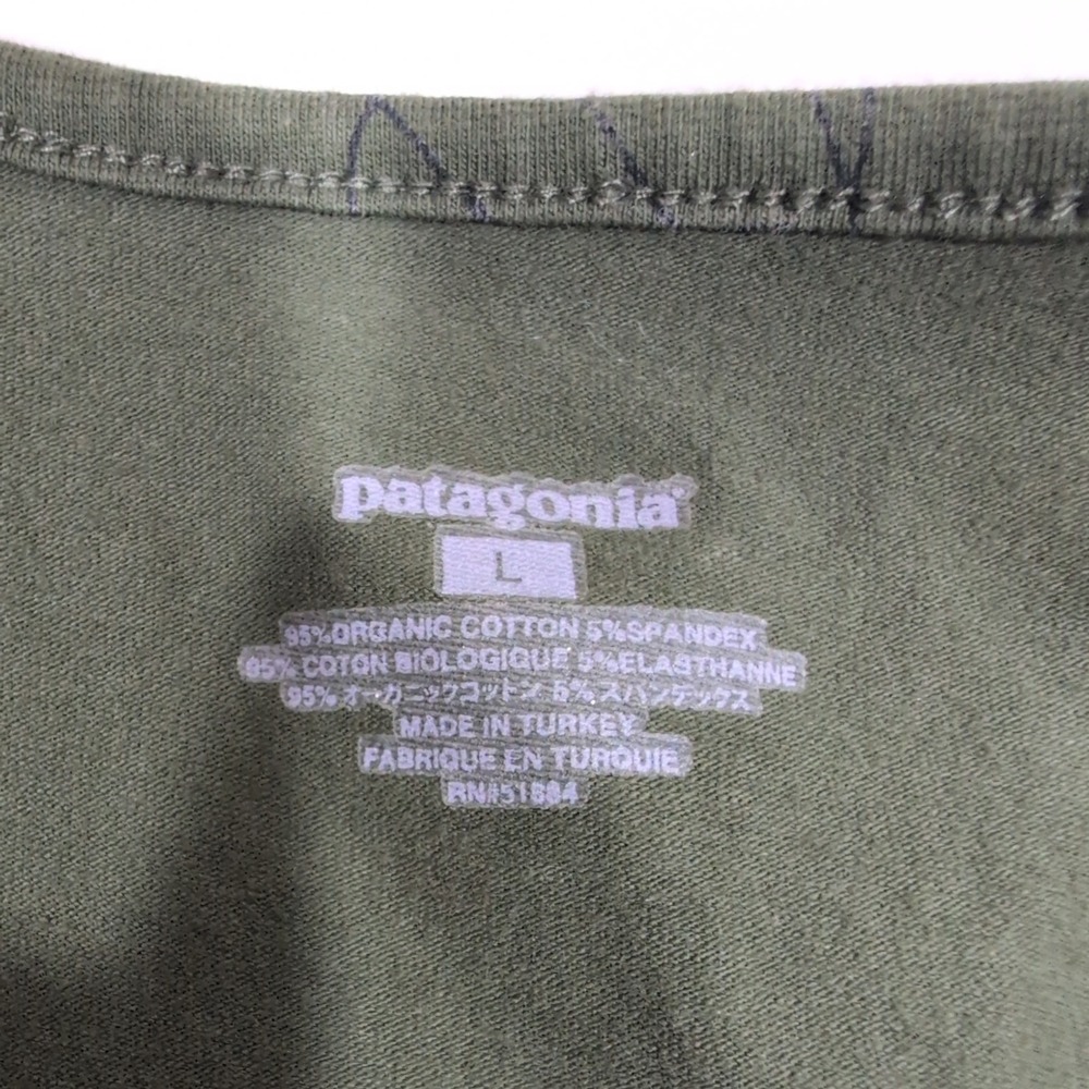 Patagonia Kamala Dress L Green Floral Organic Cotton V-Neck 3/4 Sleeve 58870FA11 - Picture 5 of 10